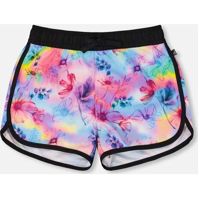 Swim Shorts, Butterflies On Multicolored And Black Background