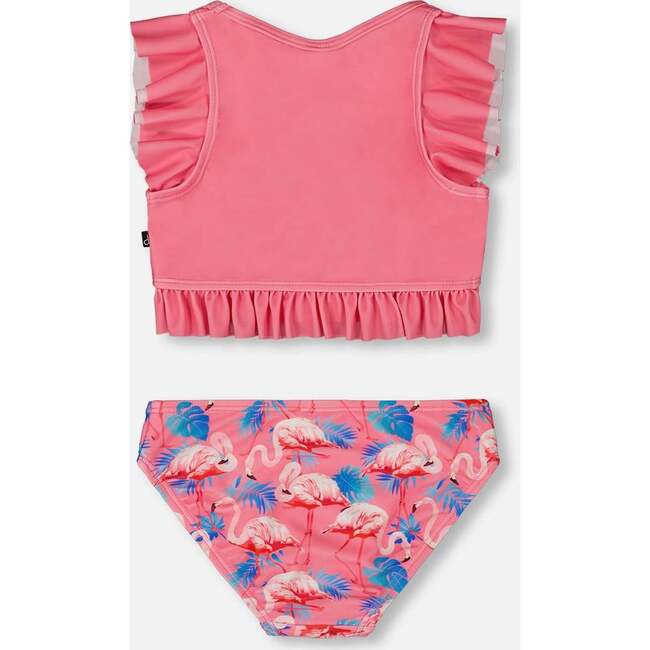 Two-Piece Swimsuit With Frills, Candy Pink And Pink Flamingo - Two Pieces - 3