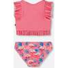 Two-Piece Swimsuit With Frills, Candy Pink And Pink Flamingo - Two Pieces - 3