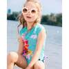 Two-Piece Swimsuit, Turquoise And Pink Flowers - Two Pieces - 2