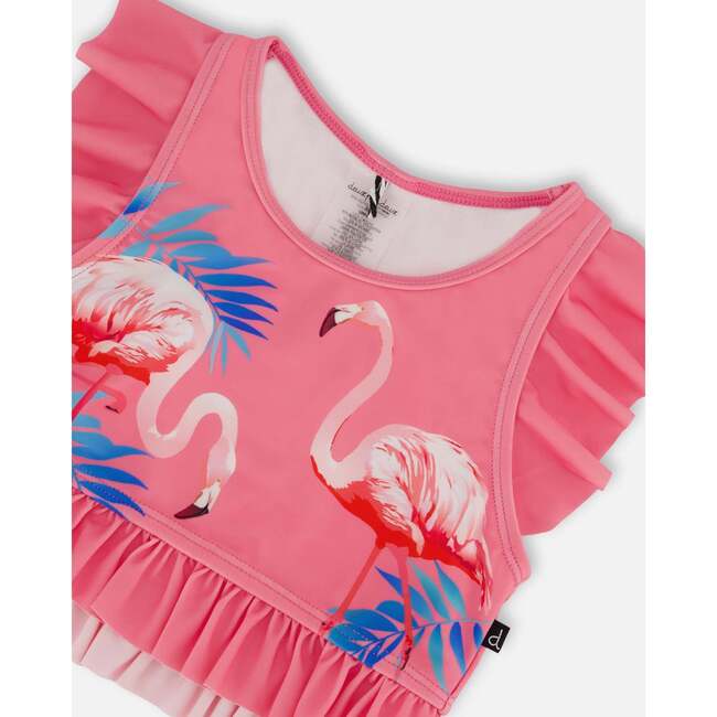 Two-Piece Swimsuit With Frills, Candy Pink And Pink Flamingo - Two Pieces - 4