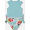 Two-Piece Swimsuit, Turquoise And Pink Flowers - Two Pieces - 4