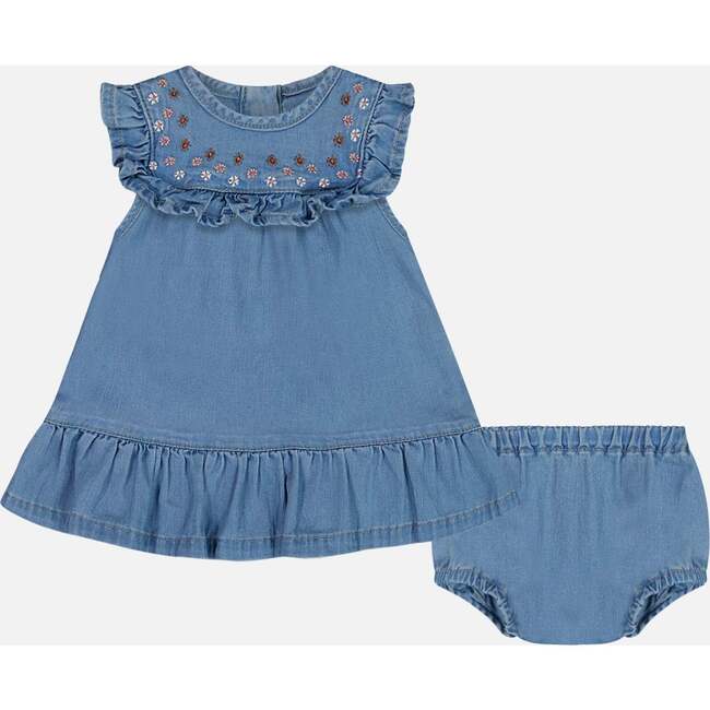 Soft Denim Dress And Bloomer Set, Jeans Blue