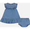 Soft Denim Dress And Bloomer Set, Jeans Blue - Dresses - 1 - thumbnail