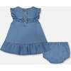 Soft Denim Dress And Bloomer Set, Jeans Blue - Dresses - 3