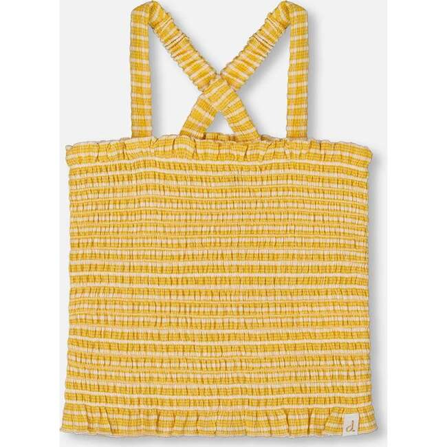 Smocked Tank Top, Pale Yellow And White