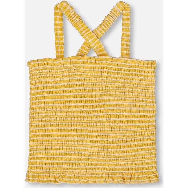 Smocked Tank Top, Pale Yellow And White - T-Shirts - 3