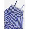 Smocked Seersucker Peasant Dress, Blue And White Striped - Dresses - 4