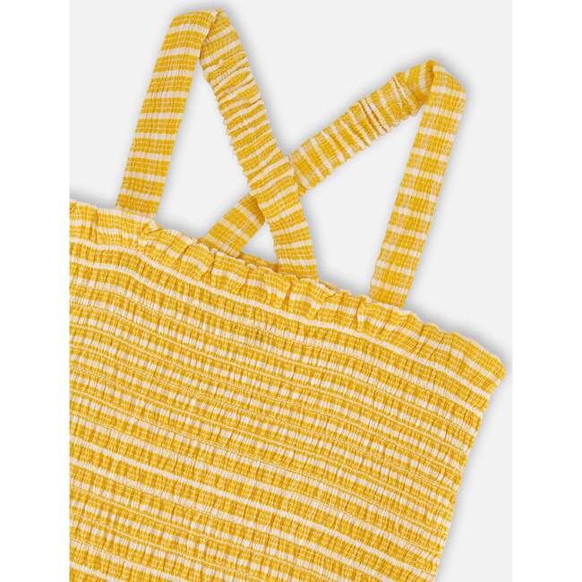 Smocked Tank Top, Pale Yellow And White - T-Shirts - 4
