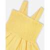 Smocked Organic Cotton Dress With Mesh Frill, Yellow - Dresses - 4