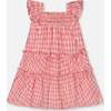 Smocked Layered Dress With Frill Sleeve, Checked Pink - Dresses - 1 - thumbnail