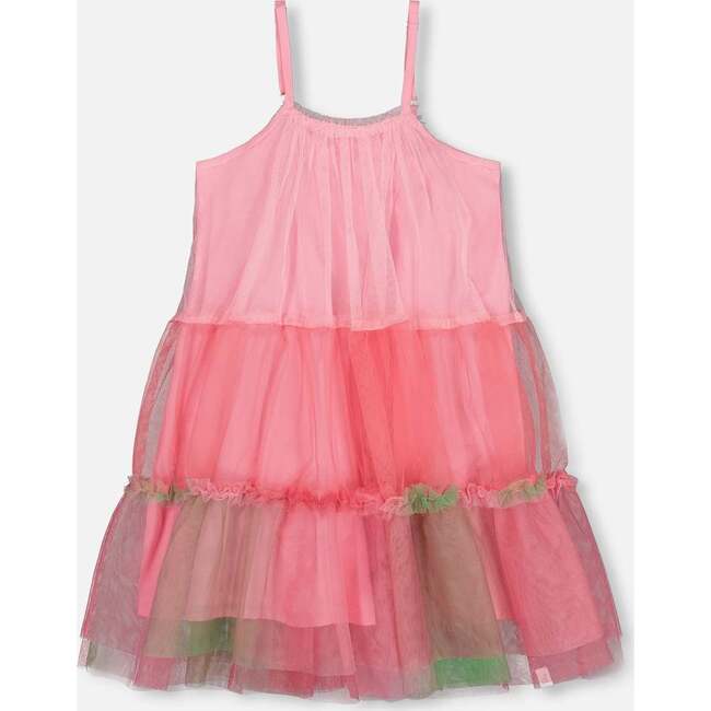 Sleeveless Tulle Dress, Pink And Green