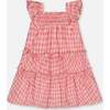 Smocked Layered Dress With Frill Sleeve, Checked Pink - Dresses - 4