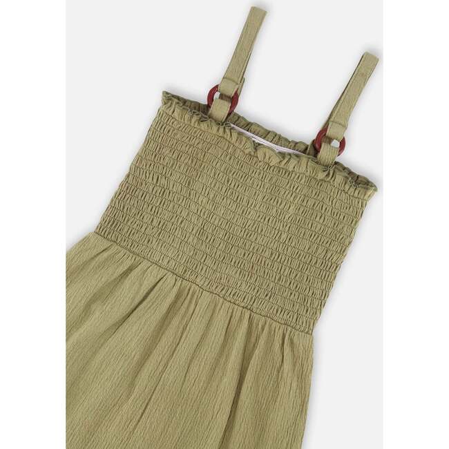 Smocked Crinkle Jersey Jumpsuit, Olive Green - Rompers - 6