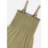 Smocked Crinkle Jersey Jumpsuit, Olive Green - Rompers - 6