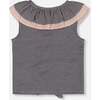 Sleeveless Top With Front Tie, Black And Sparkling Pink - T-Shirts - 4