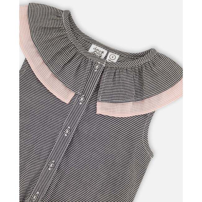 Sleeveless Top With Front Tie, Black And Sparkling Pink - T-Shirts - 5