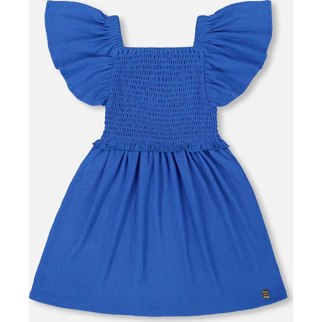 Textured Smocked Dress, Royal Blue - Dresses - 1