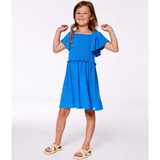 Textured Smocked Dress, Royal Blue - Dresses - 2