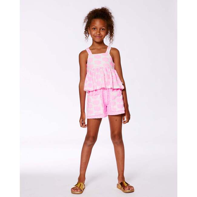 Terry Tank Top And Shorts Set, Vibrant Pink And White - Mixed Apparel Set - 2