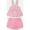 Terry Tank Top And Shorts Set, Vibrant Pink And White - Mixed Apparel Set - 3