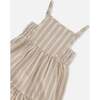 Sleeveless Linen Dress, White And Sage Striped - Dresses - 5