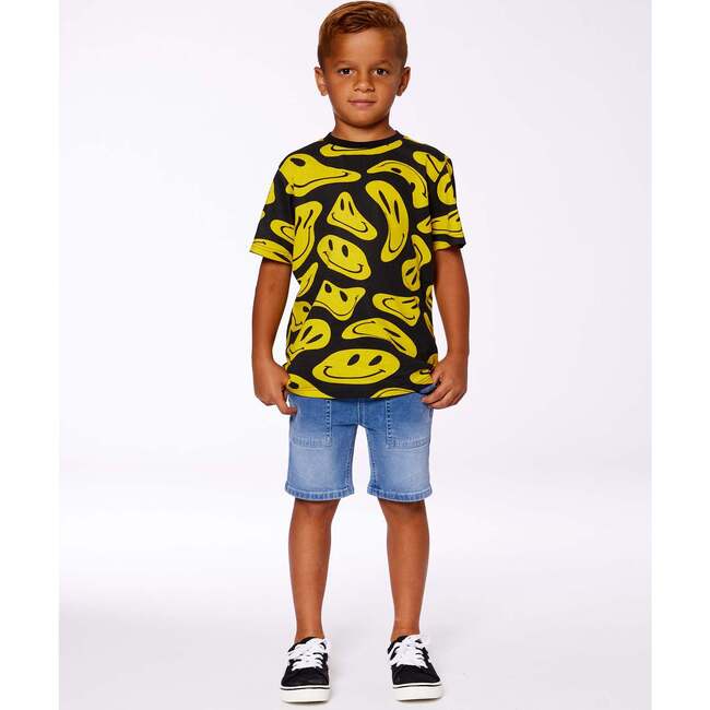 Short Sleeve Graphic Tee, Black And Yellow Smile - T-Shirts - 2