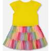 Short Sleeve Dress With Ruffle Tulle Skirt, Multicolored - Dresses - 2