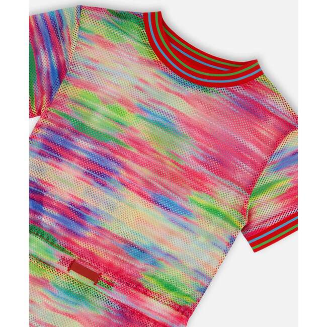 Short Sleeve Mesh Beach Dress, Multicolored - Dresses - 6