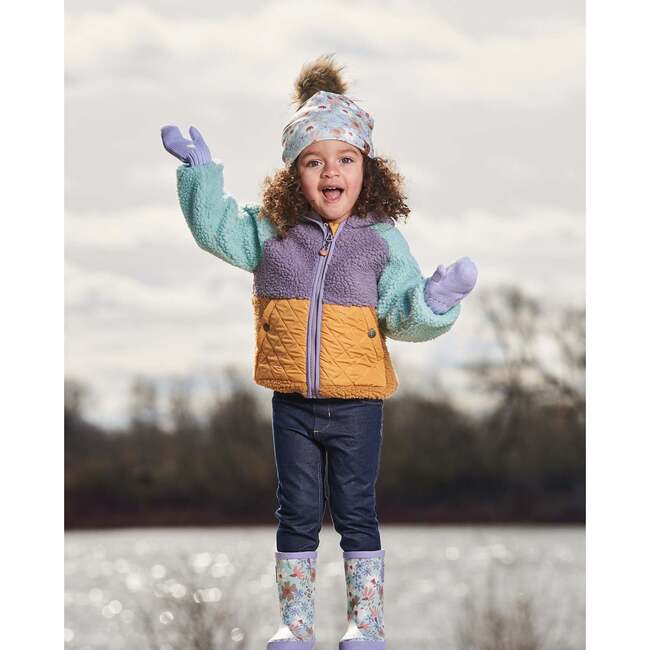 Sherpa Mid-Season Jacket, Lilac, Pale Turquoise, And Yellow - Jackets - 2