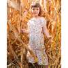 Seersucker Jumpsuit With Cut Outs, Pink Flowers On Cream Background - Rompers - 2
