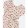 Seersucker Jumpsuit With Cut Outs, Pink Flowers On Cream Background - Rompers - 6