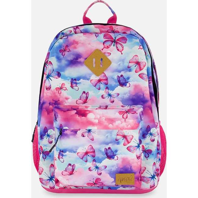 School Bag, Butterflies On Multicolored And Vibrant Pink Background