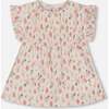 Seersucker Blouse With Frills, Pink Flowers On Cream Background - Blouses - 1 - thumbnail