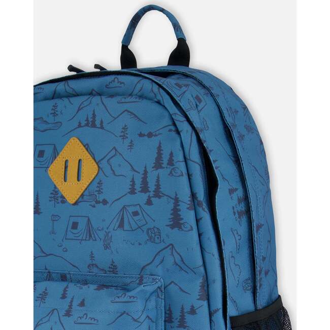 School Bag, Blue Camping Print - Backpacks - 3