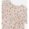 Seersucker Blouse With Frills, Pink Flowers On Cream Background - Blouses - 4