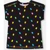 Rolled Sleeve Tee With Print, Black And Multicolored Gummies - T-Shirts - 1 - thumbnail