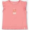 Rib Tank Top With Frills, Coral Pink - T-Shirts - 1 - thumbnail