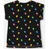 Rolled Sleeve Tee With Print, Black And Multicolored Gummies - T-Shirts - 4