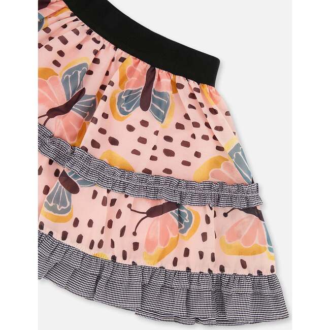 Ruffle Skirt, Black And Pink Butterflies - Skirts - 5