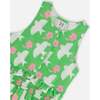 Romper With Frills, Green With White And Pink Bird - Rompers - 6