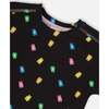 Rolled Sleeve Tee With Print, Black And Multicolored Gummies - T-Shirts - 5