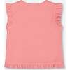 Rib Tank Top With Frills, Coral Pink - T-Shirts - 4