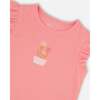 Rib Tank Top With Frills, Coral Pink - T-Shirts - 5