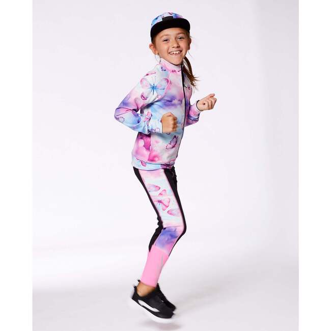 Reversible Full Zip Athletic Cardigan, Pink, Blue And Butterflies - Cardigans - 2