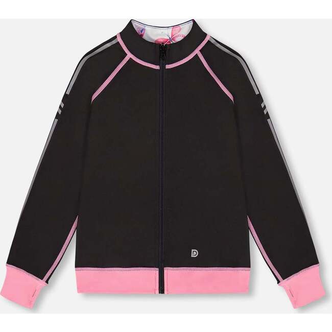 Reversible Full Zip Athletic Cardigan, Pink, Blue And Butterflies - Cardigans - 3