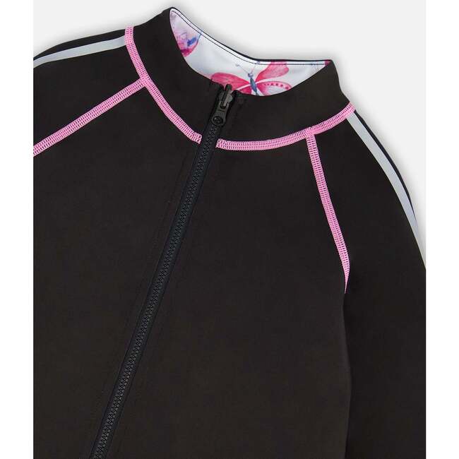 Reversible Full Zip Athletic Cardigan, Pink, Blue And Butterflies - Cardigans - 4