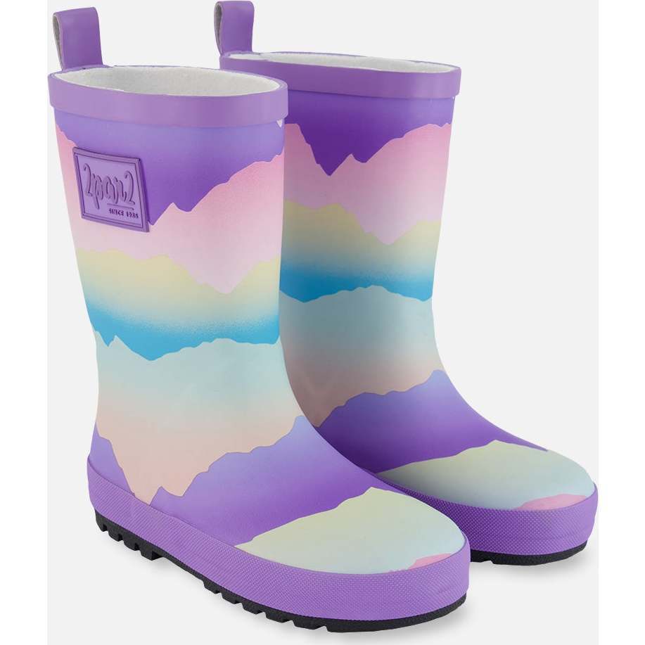 Rain Boots, Mauve And Blue, Pink Mountain - Rain Boots - 1