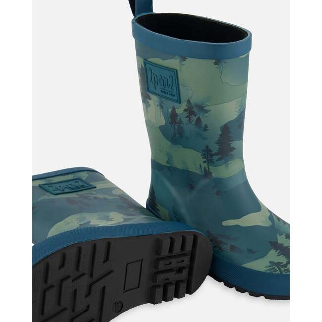 Rain Boots, Forest Green With Black Pines - Rain Boots - 3