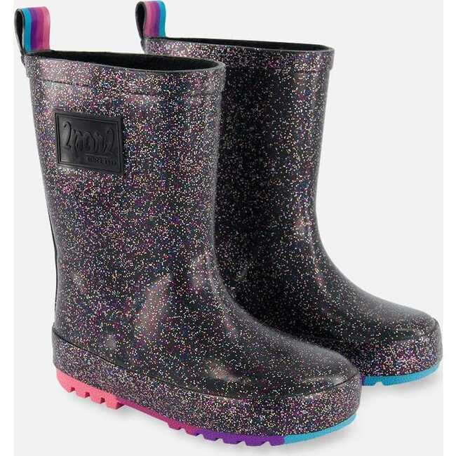 Rain Boots, Black With Glitter - Rain Boots - 3